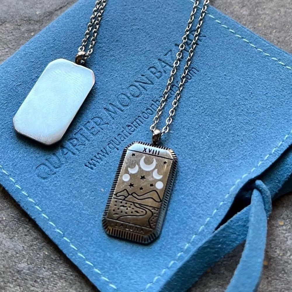 Moon Silver Tarot Card Tarnish Free Necklace